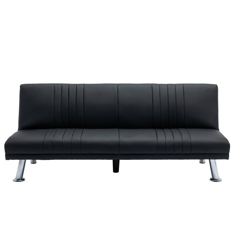 Javlergo Faux Leather Couch Sofa Bed, 65" Folding Futon Sofa with Dual USB Charging Ports for